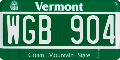 VT license plate WGB904