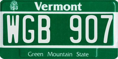 VT license plate WGB907
