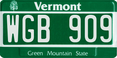 VT license plate WGB909