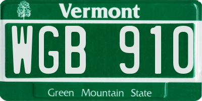 VT license plate WGB910