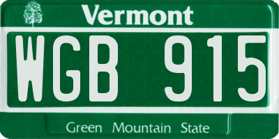 VT license plate WGB915