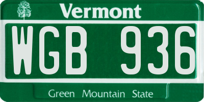 VT license plate WGB936