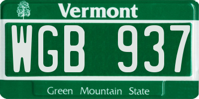 VT license plate WGB937