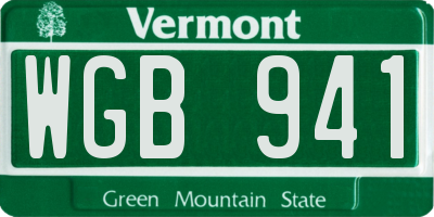 VT license plate WGB941