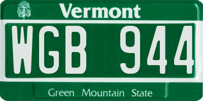 VT license plate WGB944