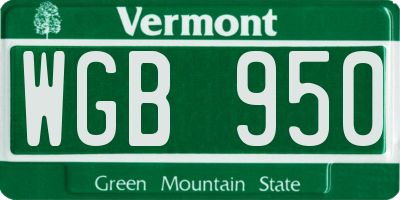 VT license plate WGB950