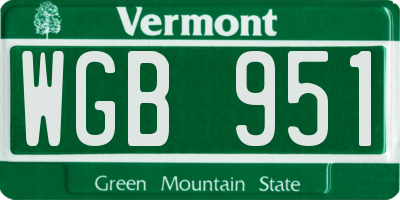 VT license plate WGB951