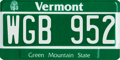 VT license plate WGB952