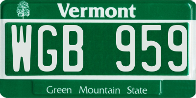 VT license plate WGB959