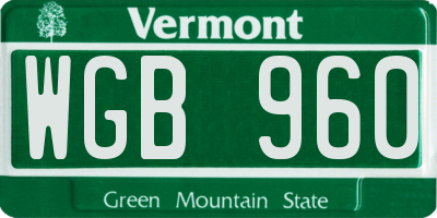 VT license plate WGB960