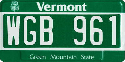 VT license plate WGB961