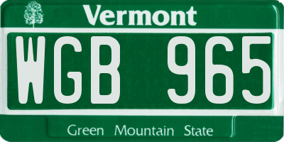 VT license plate WGB965