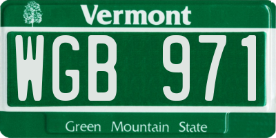 VT license plate WGB971