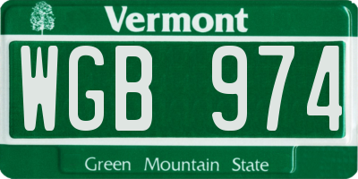 VT license plate WGB974