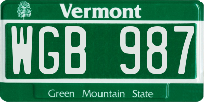 VT license plate WGB987