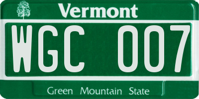 VT license plate WGC007