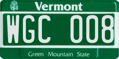 VT license plate WGC008