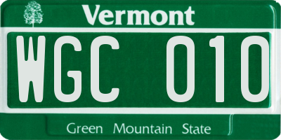 VT license plate WGC010