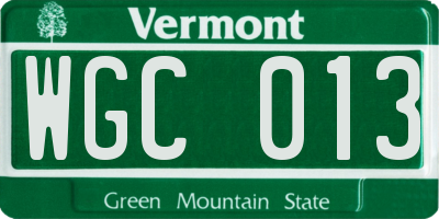 VT license plate WGC013