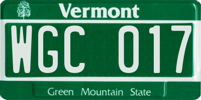VT license plate WGC017