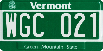 VT license plate WGC021