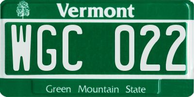 VT license plate WGC022