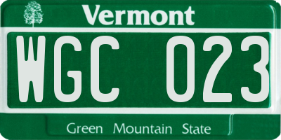 VT license plate WGC023