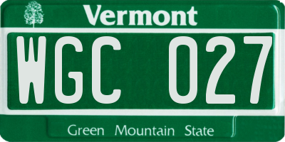 VT license plate WGC027