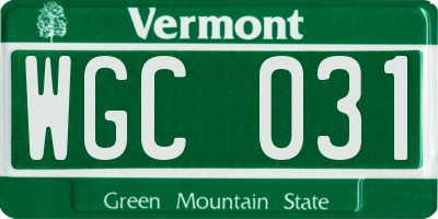VT license plate WGC031