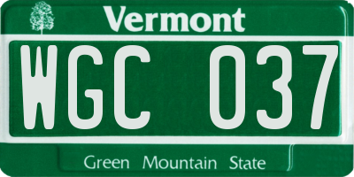 VT license plate WGC037