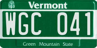 VT license plate WGC041