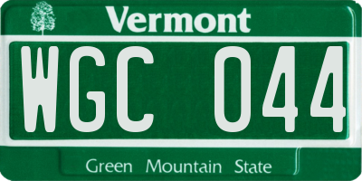 VT license plate WGC044