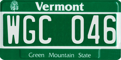 VT license plate WGC046