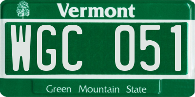 VT license plate WGC051