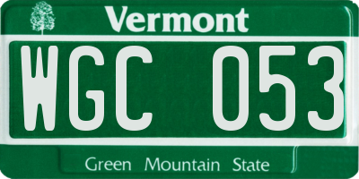 VT license plate WGC053