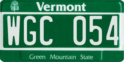 VT license plate WGC054
