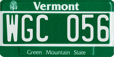 VT license plate WGC056