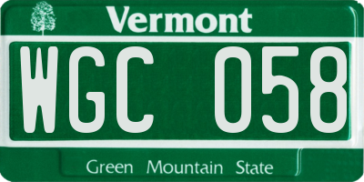 VT license plate WGC058