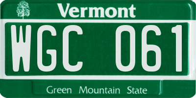 VT license plate WGC061