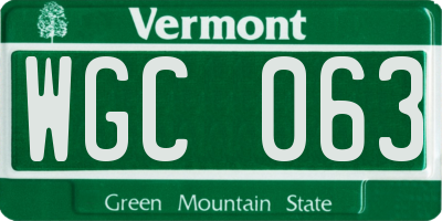 VT license plate WGC063