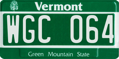 VT license plate WGC064