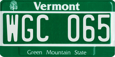 VT license plate WGC065