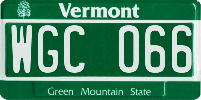 VT license plate WGC066