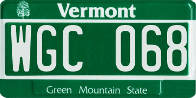 VT license plate WGC068