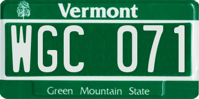 VT license plate WGC071