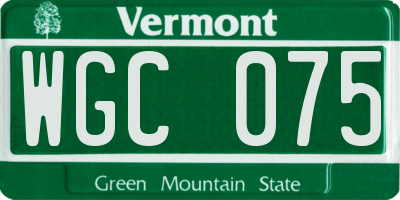 VT license plate WGC075