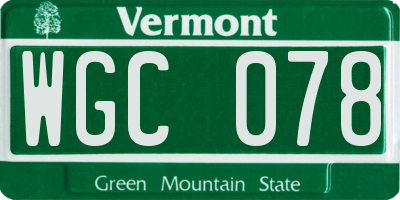 VT license plate WGC078
