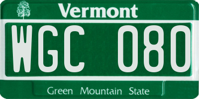 VT license plate WGC080