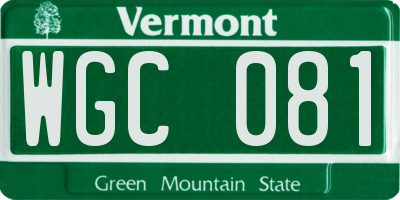 VT license plate WGC081