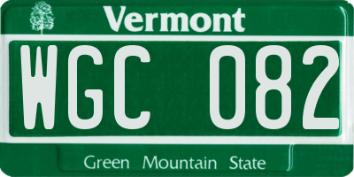 VT license plate WGC082